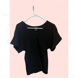 Theory Black V-Neck Short Sleeve Top